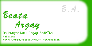 beata argay business card